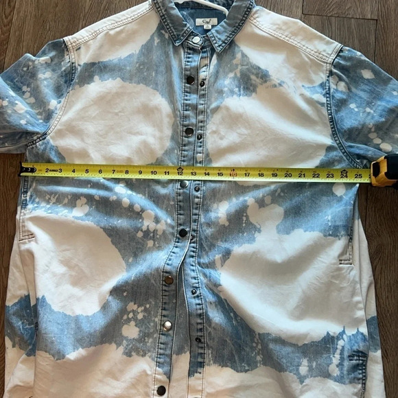 EASEL Long Sleeve Oversized Washed Denim Shirt Dress / Jacket sz S - Picture 11 of 15